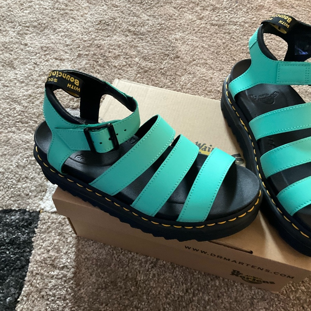 Dr. Martens Teal Aqua Strappy Sandals - Picture 2 of 6